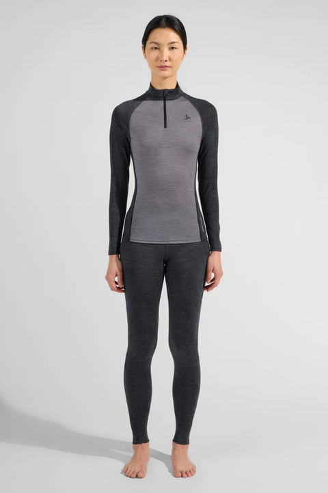 Odlo The Performance Wool 150 Base Layer Half-Zip, Women, Grey Melange