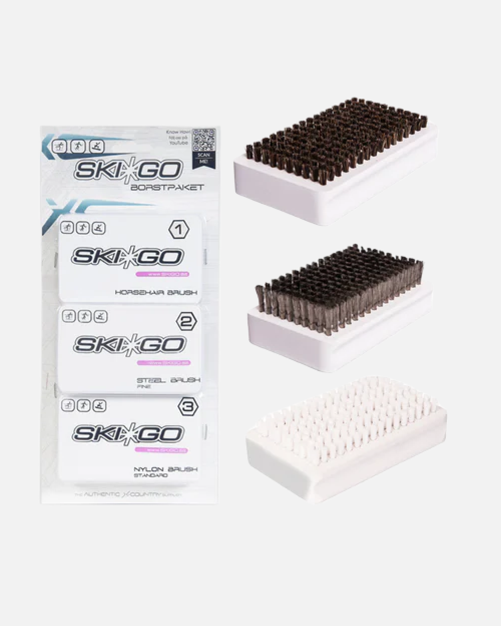 Skigo borstpaket (nylon, tagel & stål)