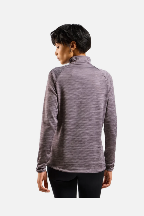 Odlo The Run Easy half-zip mid layer top, Women, Gray Ridge Melange