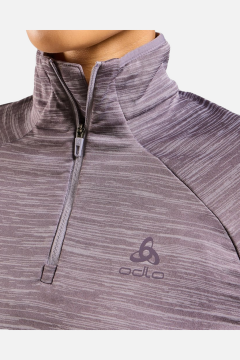 Odlo The Run Easy half-zip mid layer top, Women, Gray Ridge Melange