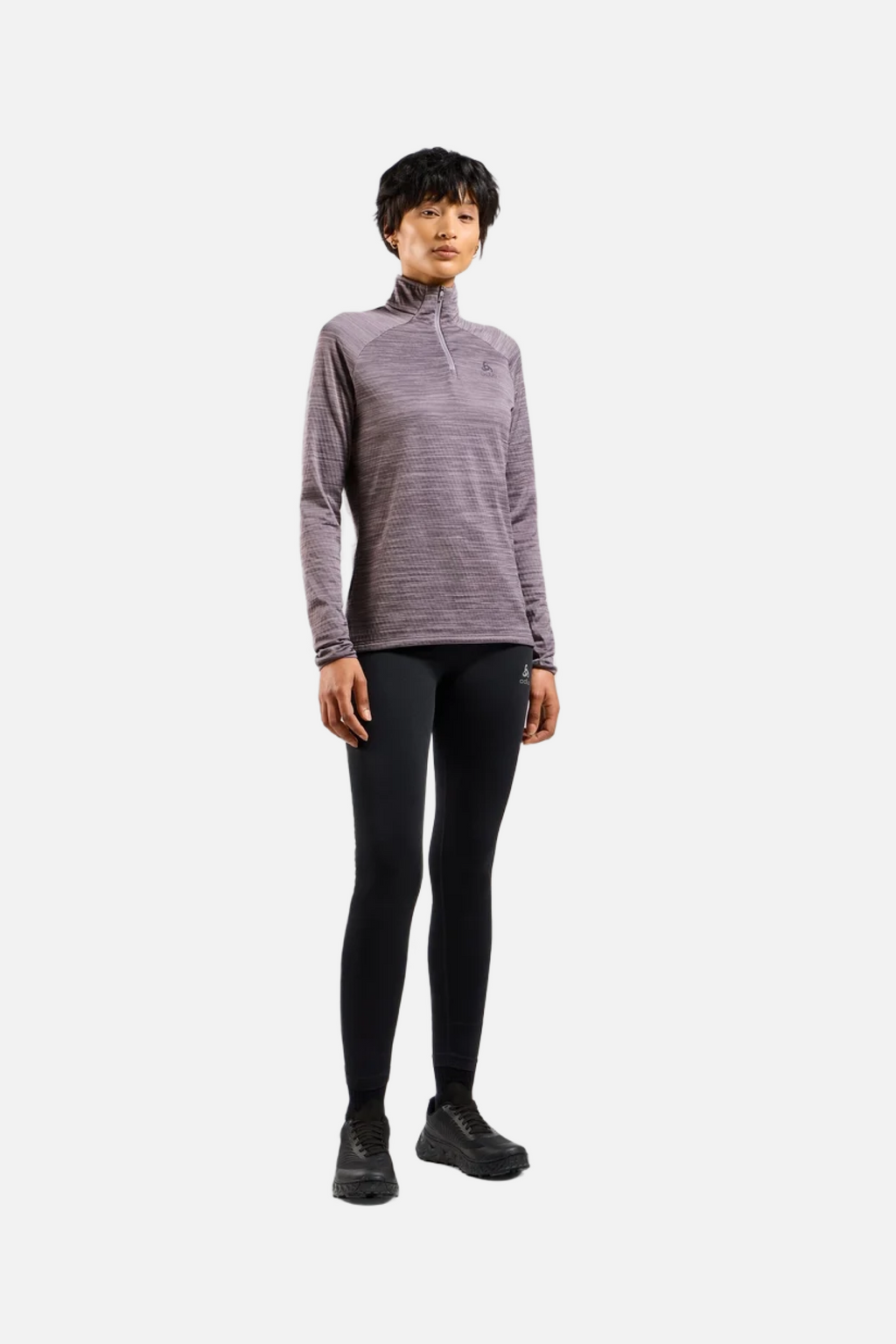 Odlo The Run Easy half-zip mid layer top, Women, Gray Ridge Melange - Snö&Tö