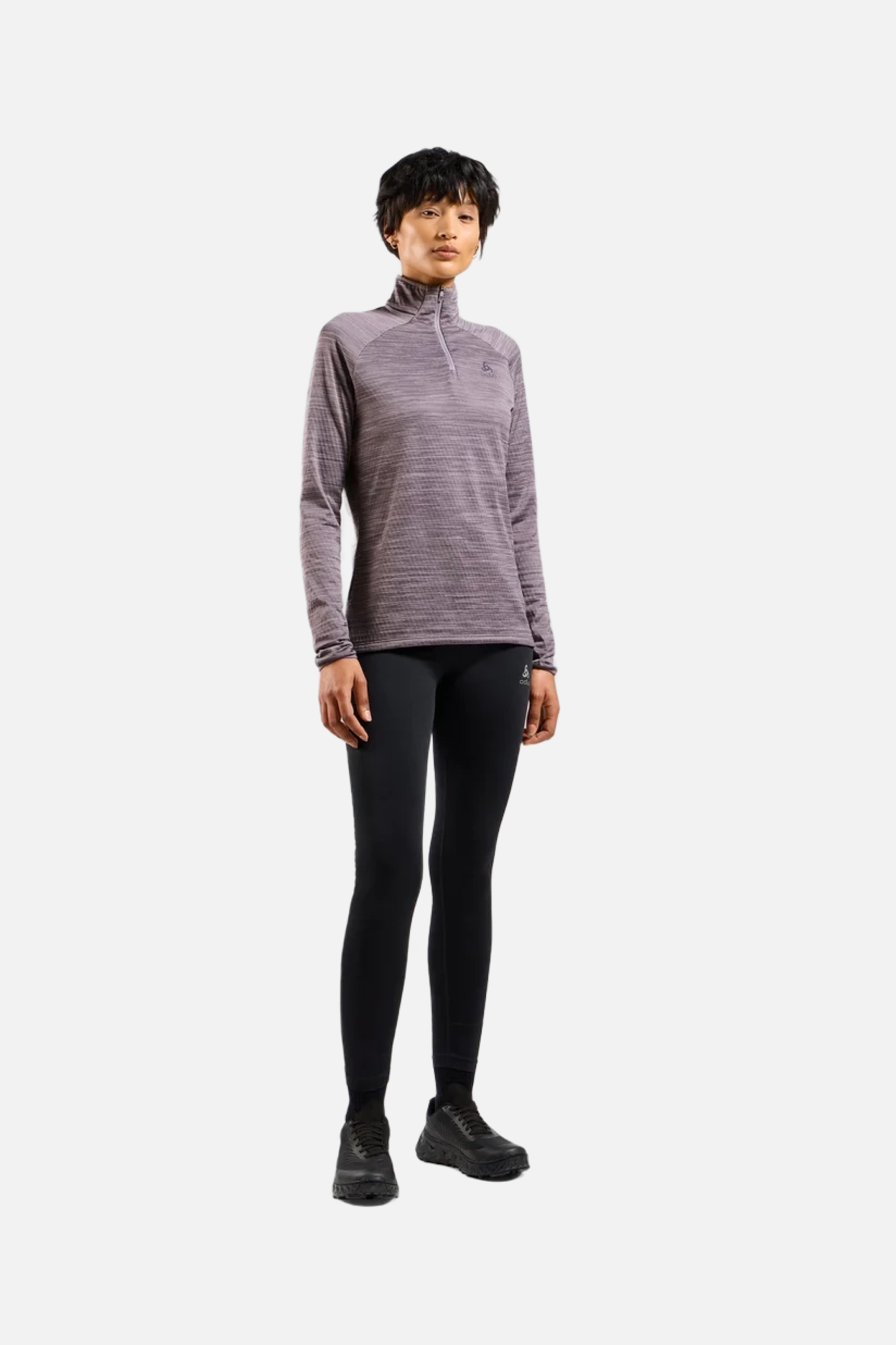 Odlo The Run Easy half-zip mid layer top, Women, Gray Ridge Melange - Snö&Tö
