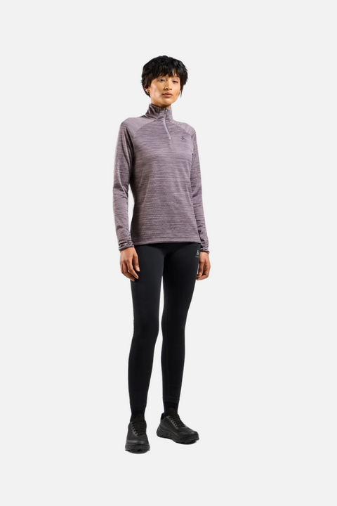 Odlo The Run Easy half-zip mid layer top, Women, Gray Ridge Melange