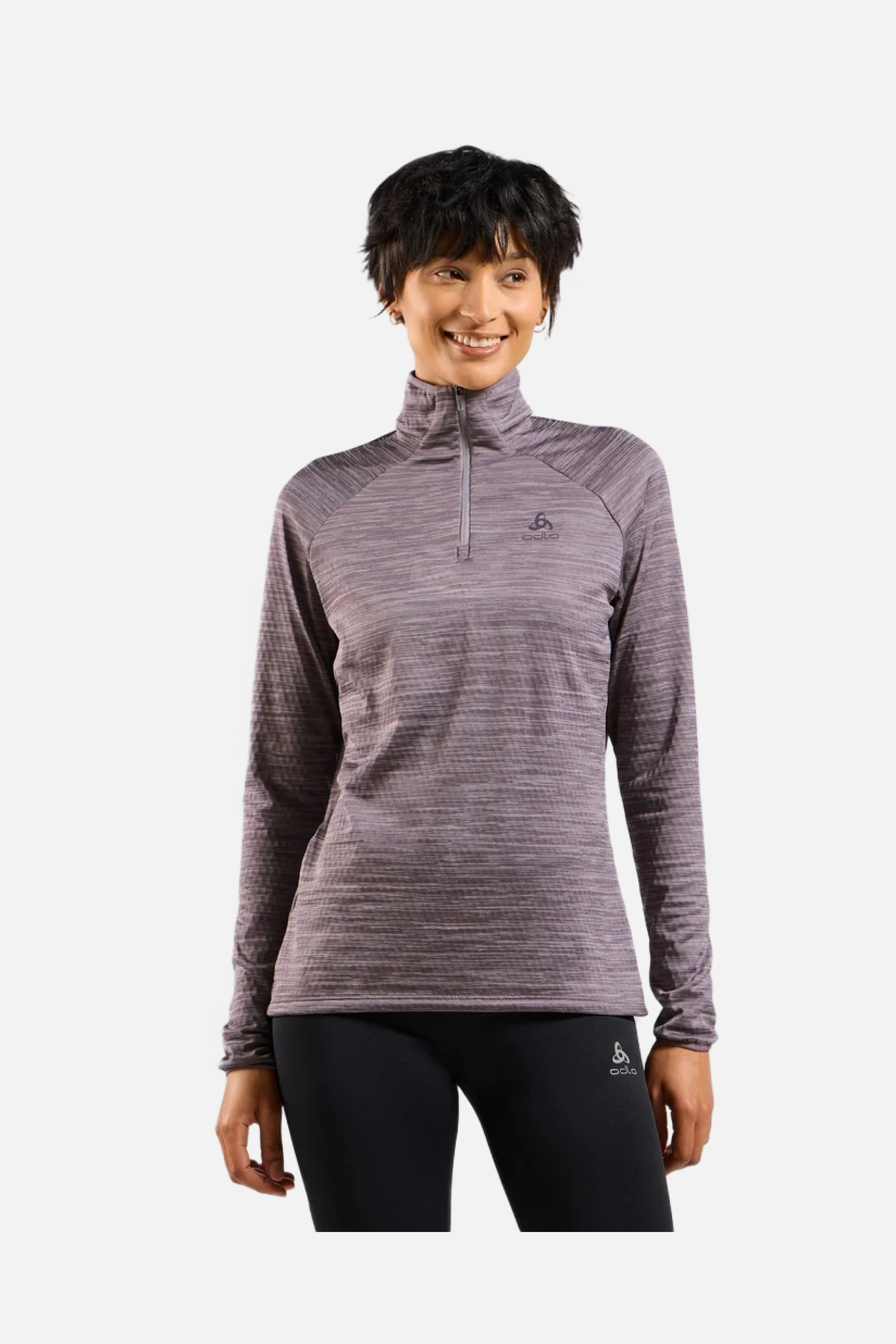 Odlo The Run Easy half-zip mid layer top, Women, Gray Ridge Melange - Snö&Tö