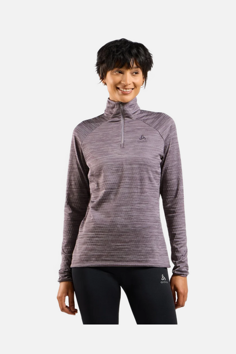 Odlo The Run Easy half-zip mid layer top, Women, Gray Ridge Melange